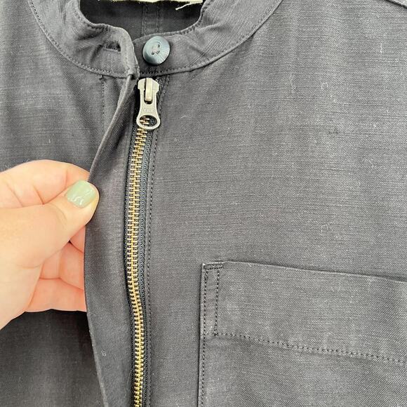 Everlane The Fatigue Jumpsuit Short Sleeve Crop Belted Cotton Linen Black Size 0 - Picture 5 of 11